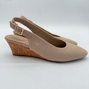 Vivaia Tamia Slingback Wedge Pro Old Money Minimalist Arch Support Almond 7.5